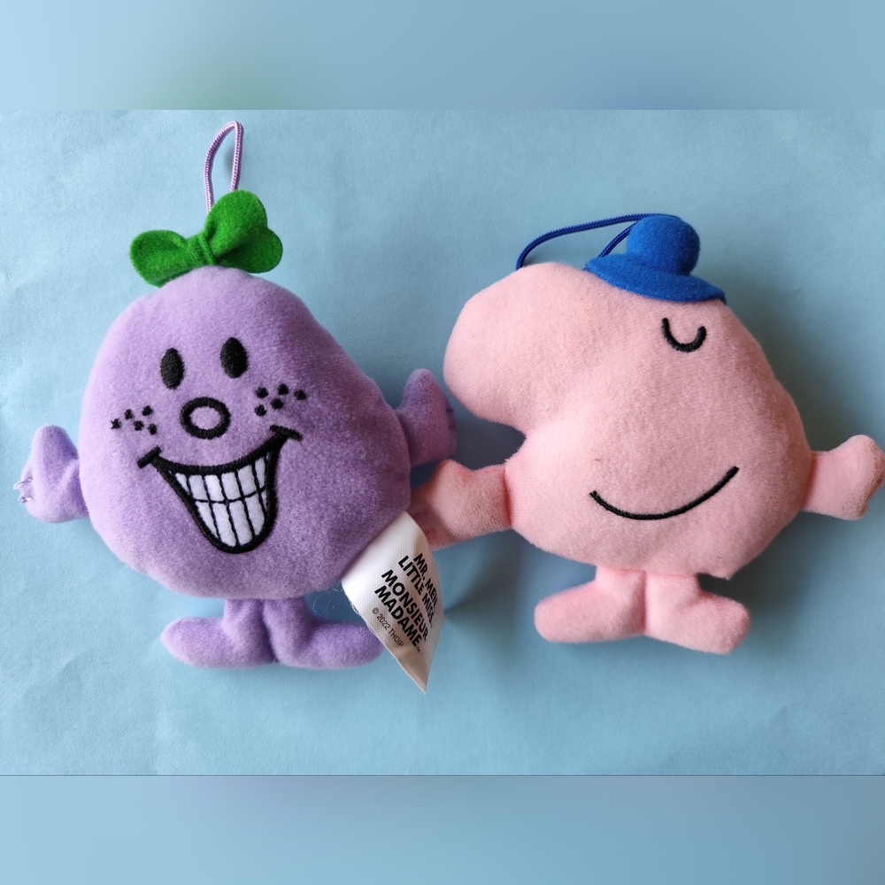3/$25💙2022 McDonalds Mr. Men Little Miss Plush Hanging Toy lot of 2